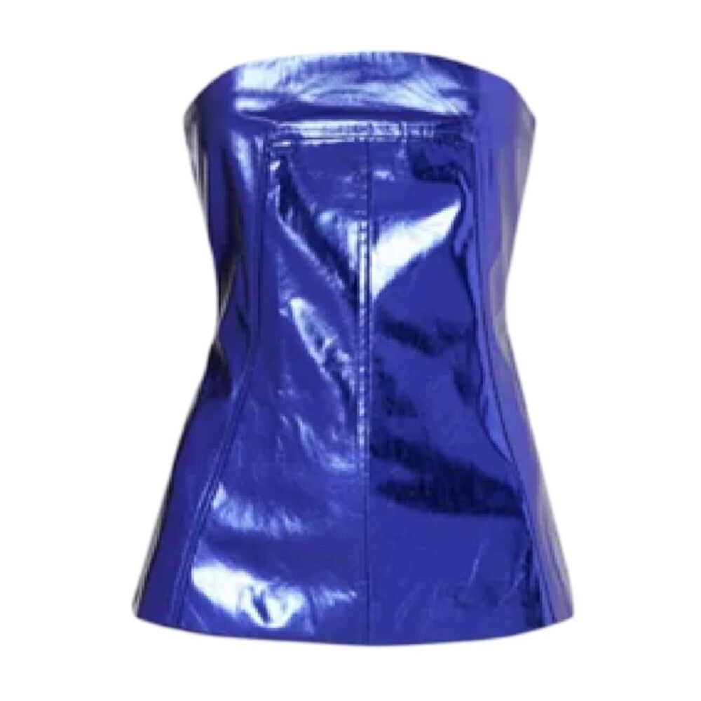 AmyLynn Womens/Ladies Jhnna Faux Leather Slim Tube Top / Purple